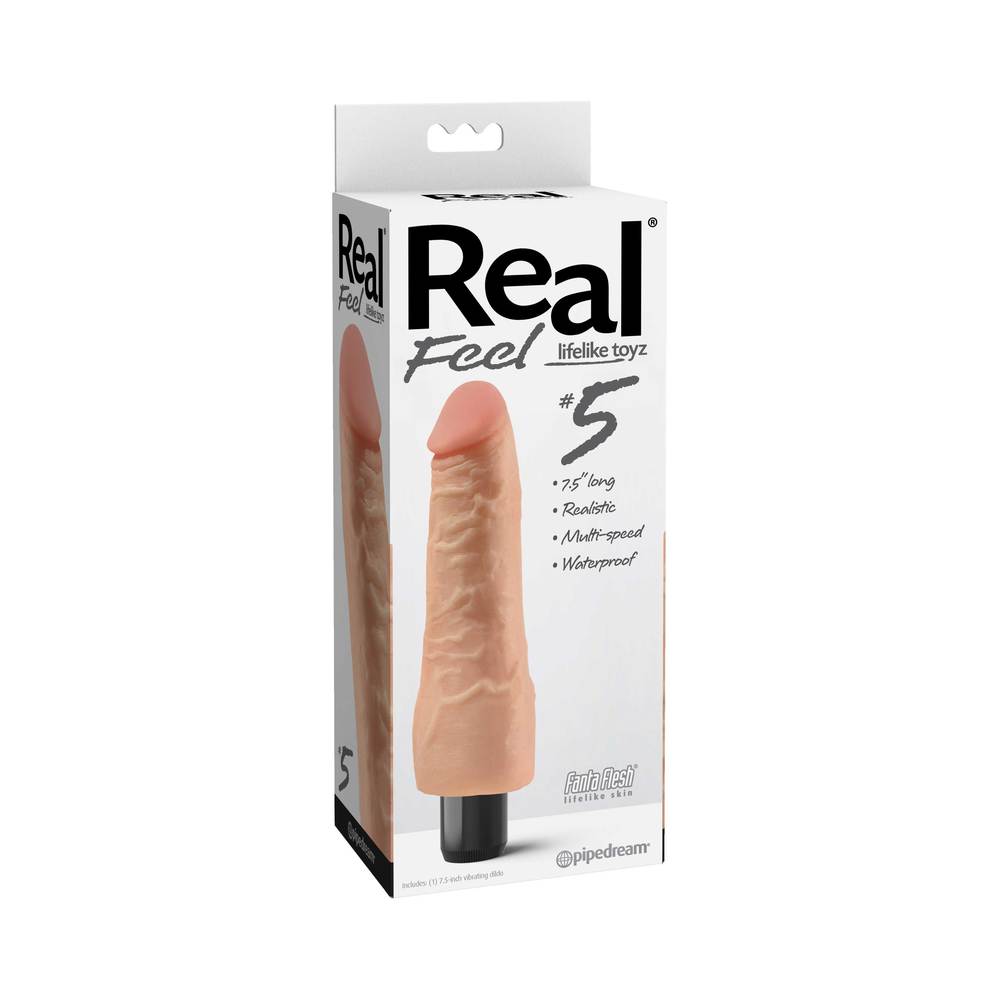Real Feel Lifelike Toyz No 5 Beige Vibrating Dildo