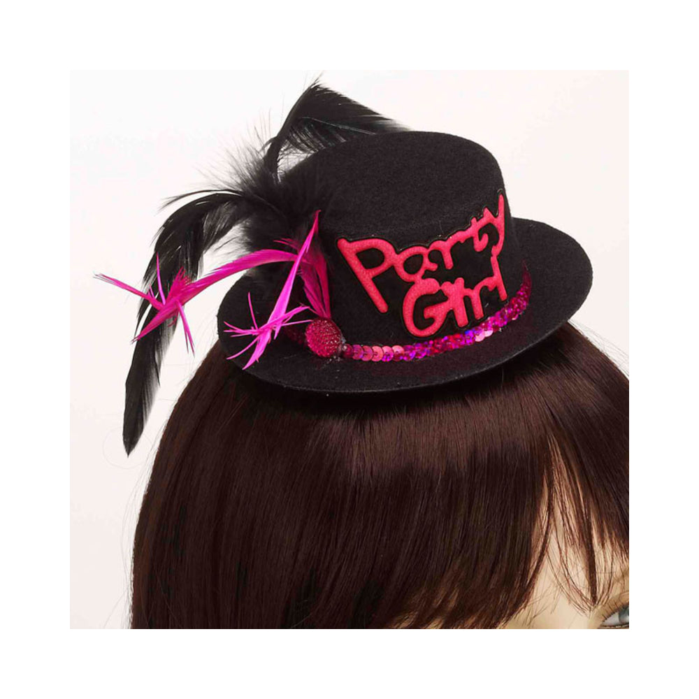 Party Girl Mini Hat Hair Clip-Blk