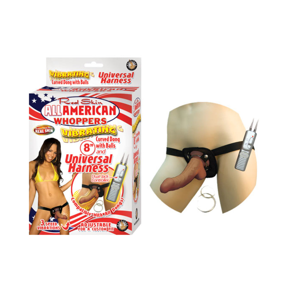 Latin American Whoppers 8in Vibrating Dong With Universal Harness