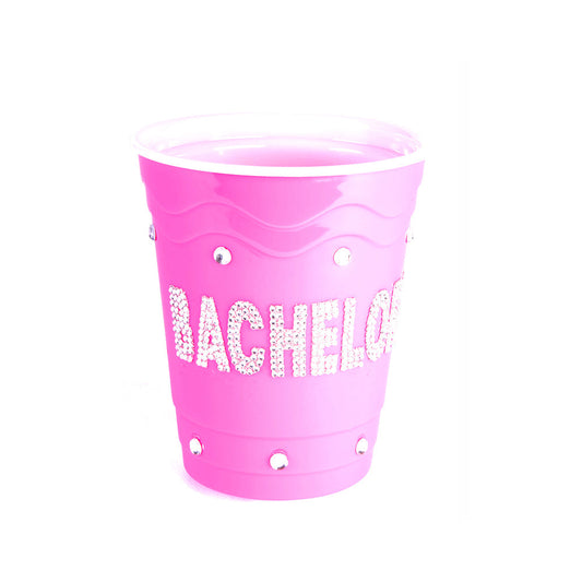 Bachelorette Pink Plastic Cup Clear Stones