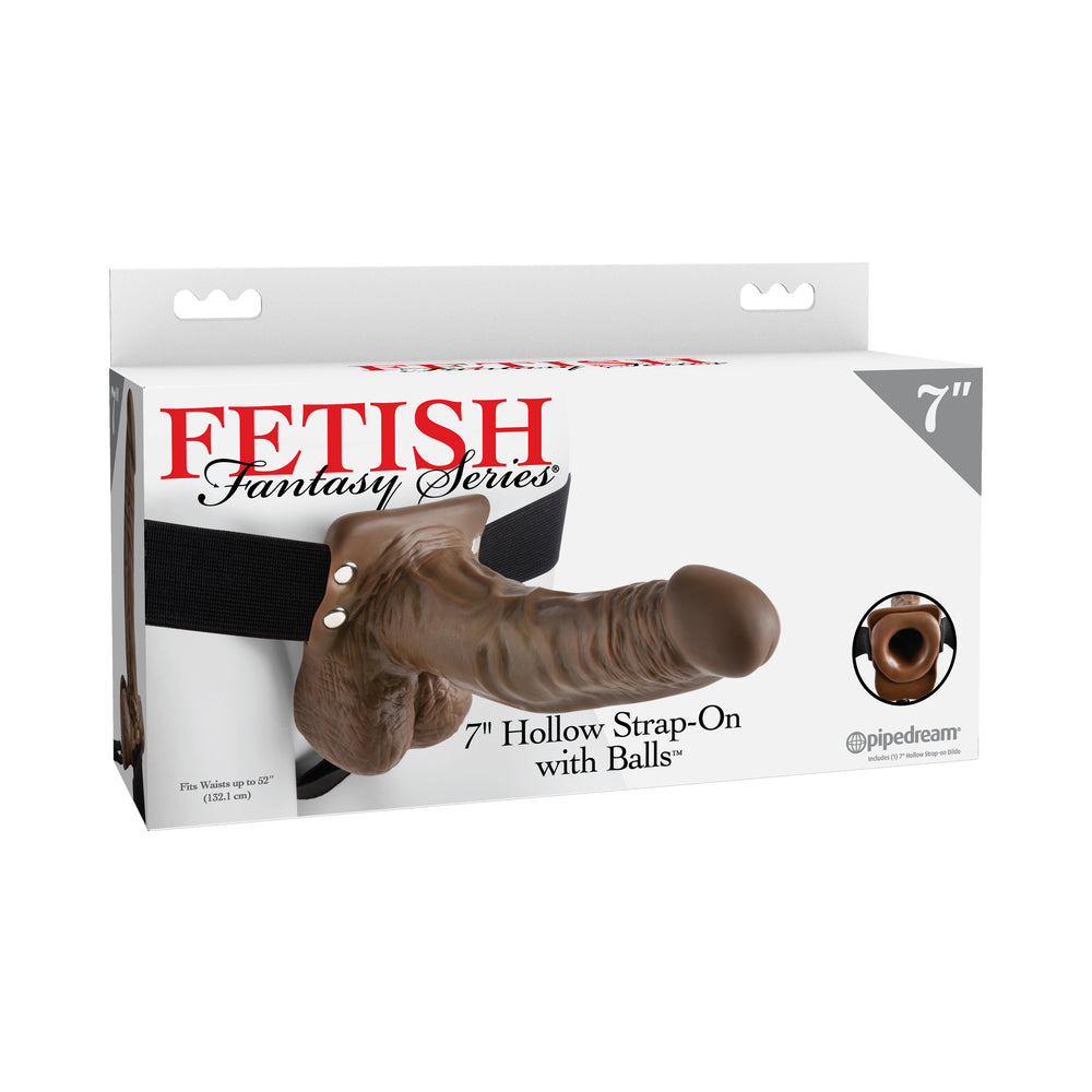 Fetish Fantasy 7 inches Hollow Strap On With Balls Brown