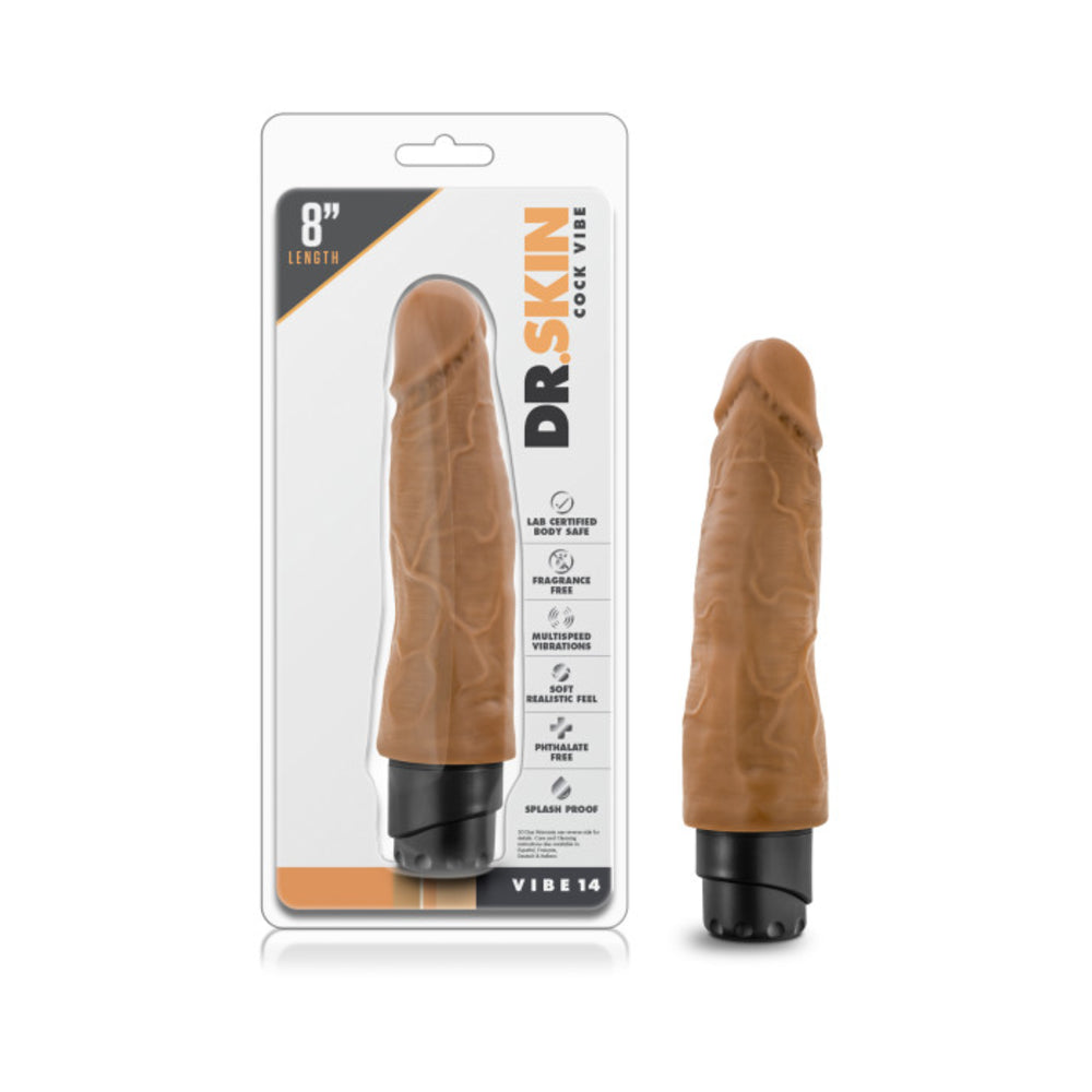Dr. Skin - Cock Vibe - 8 Inch Vibrating Cock - Mocha