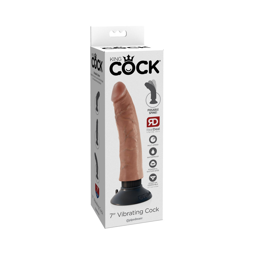King Cock 7in Vibrating Cock Tan