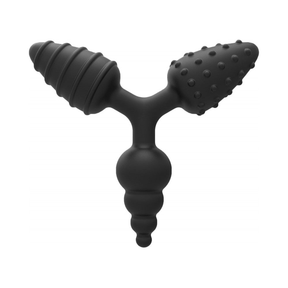 Wet Dreams Triple Play Ninja Triple Butt Plug With 3 Textured Surfaces Black
