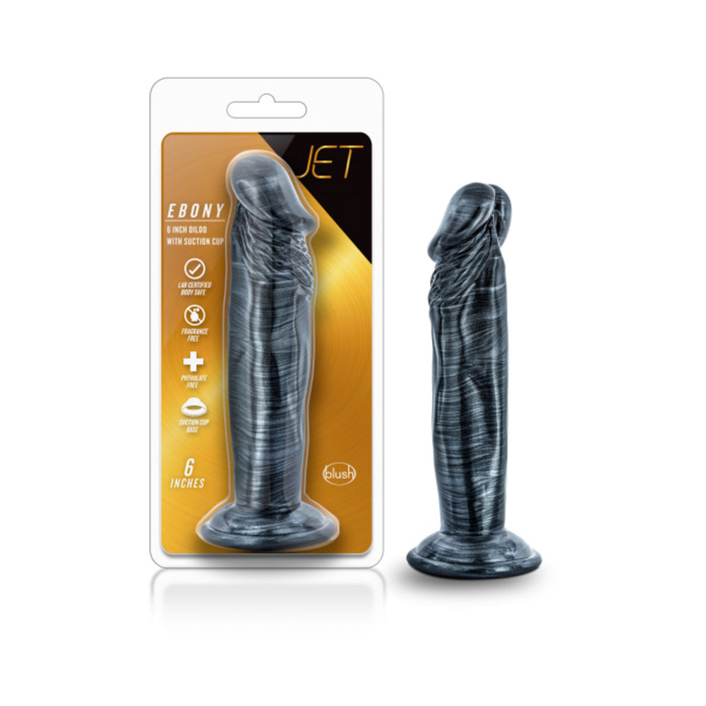 Jet - Ebony - 6in Dildo - Carbon Metallic Black