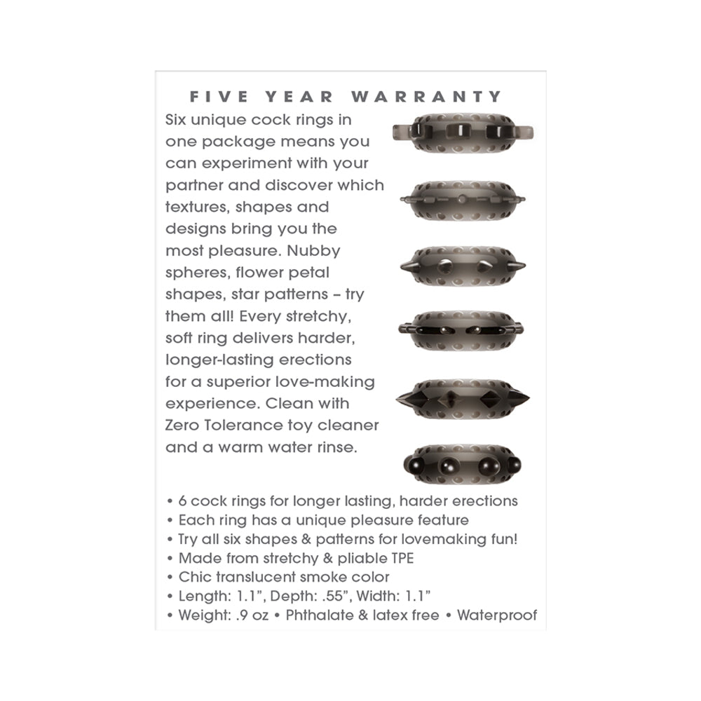 Zt Cockstars Cock Ring Set Of 6 Unique Shapes