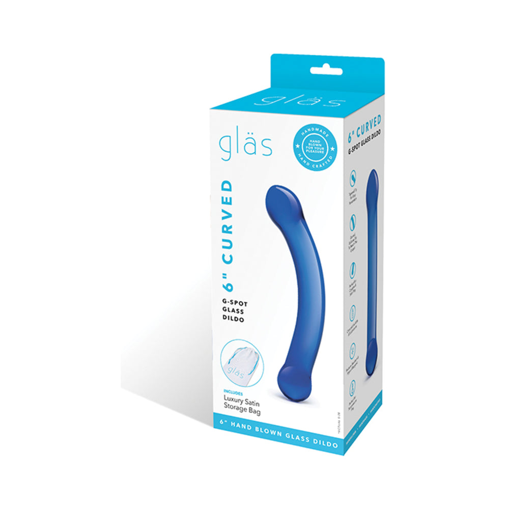 Glas 6 inches Curved Glass G-Spot Dildo Blue