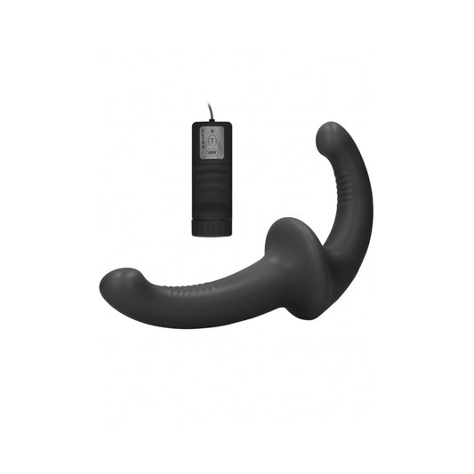 Vibrating Silicone Strapless Strap On Black