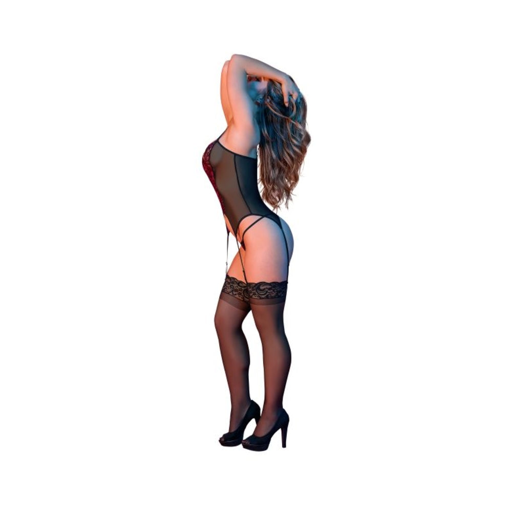Magic Silk Sexy Time Merry Widow & G-set Black Sm
