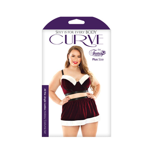 All The Jingle Ladies Costume Set; Long Line Bra, Garter Skirt, And Pant