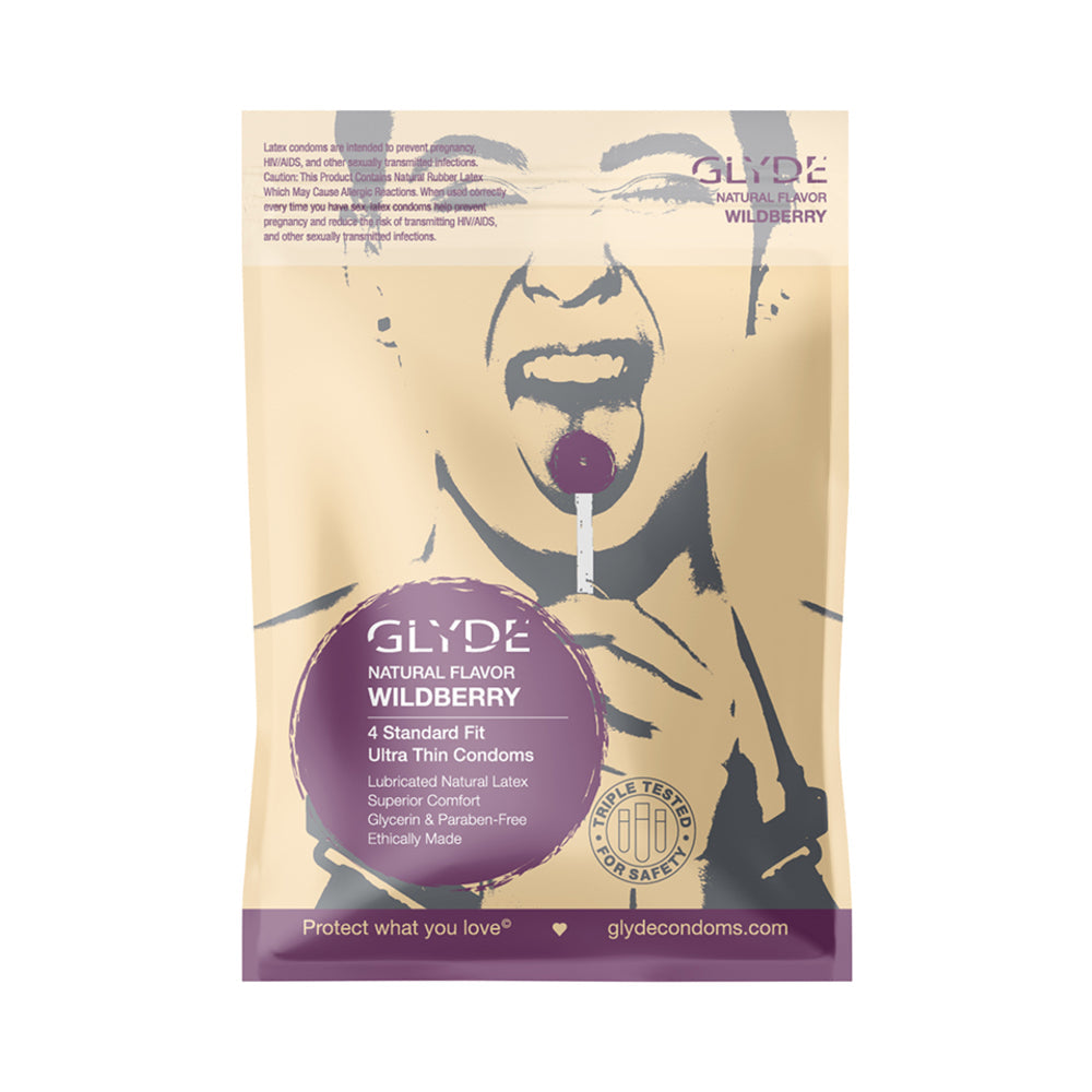 Glyde Ultra Natural Flavor 4pk Wildberry Condoms