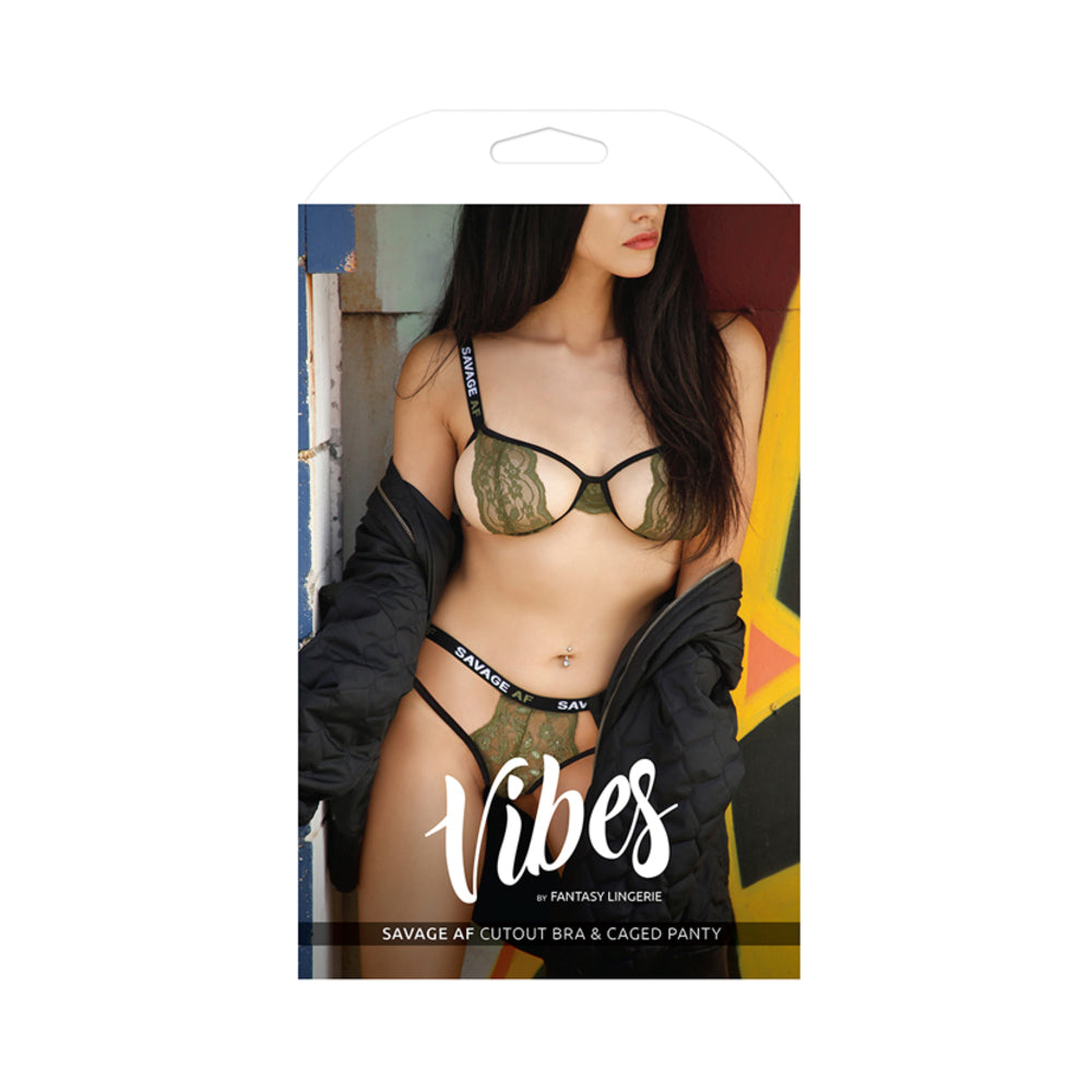 Vibes Savage Af Cutout Bra/caged Panty S/m