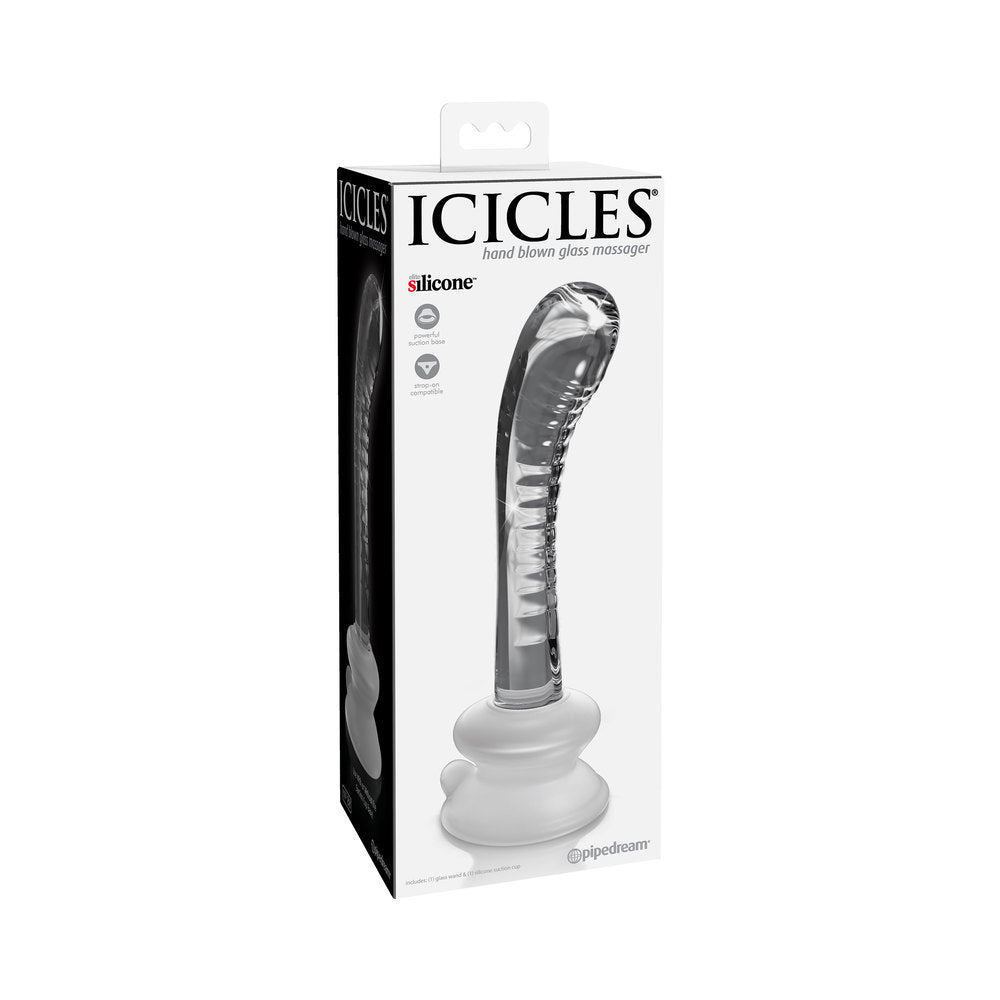 Icicles No. 88 - Glass Suction Cup G-spot Wand - Clear