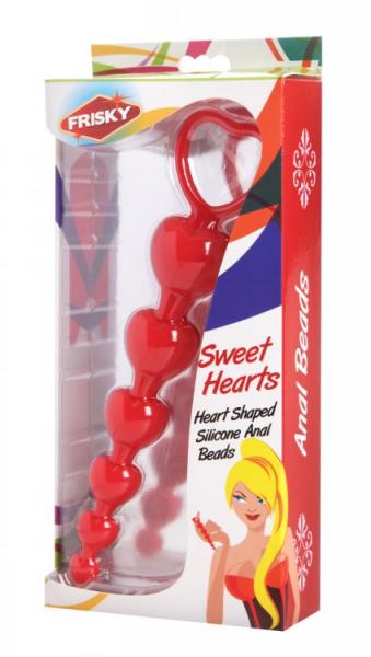 Sweet Hearts Silicone Anal Beads Red