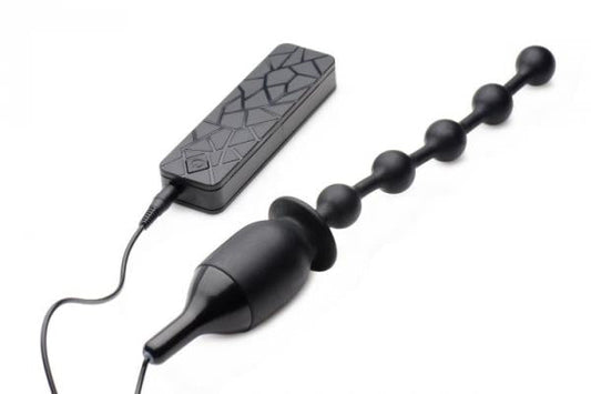 Voodoo Beads 10X Vibrating Silicone Anal Wand Black