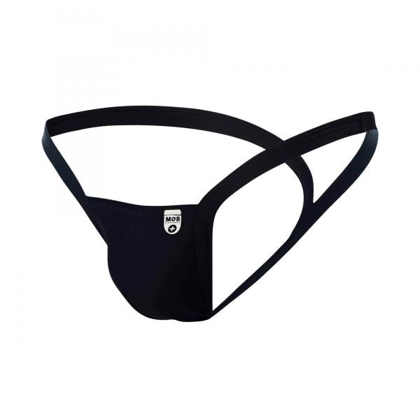 Male Basics Y Buns Thong Black Lg