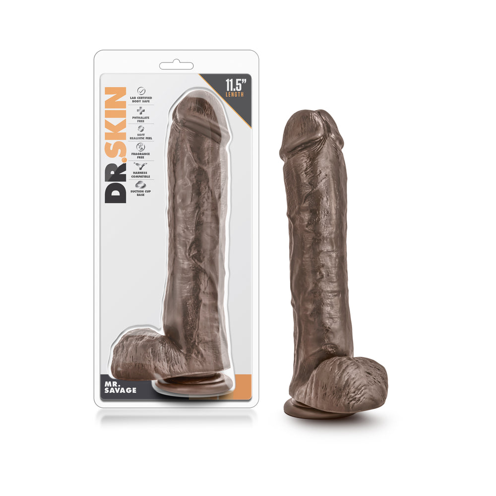 Mr Savage 11.5 inches Dildo with Suction Cup Brown