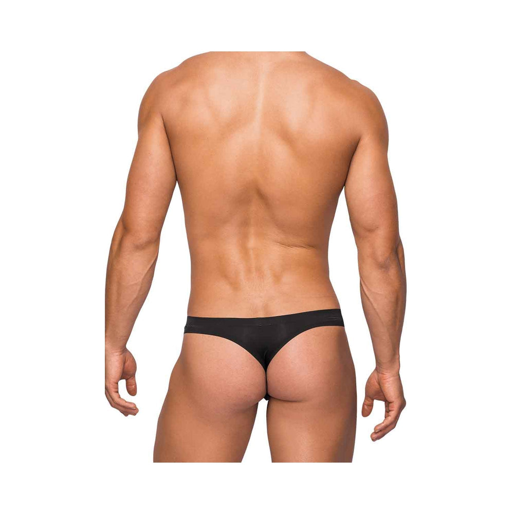 Male Power Seamless Sleek Sleek Thong W/sheer Pouch Black Lx