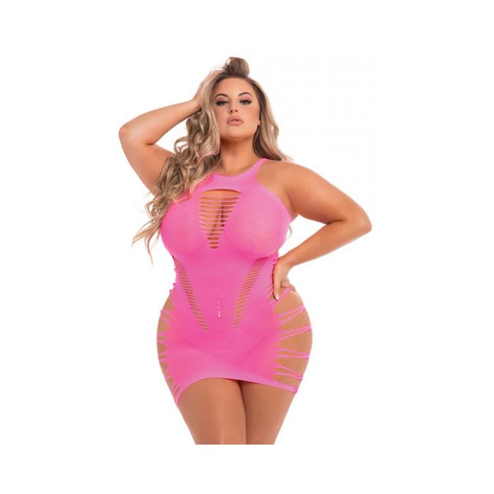 Back 2 Basixxx High Neck Dress Pink 1X/3X