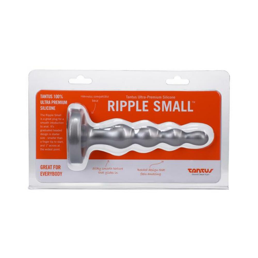 Tantus Ripple Small 8 In. Anal Beads Dildo Firm Silver