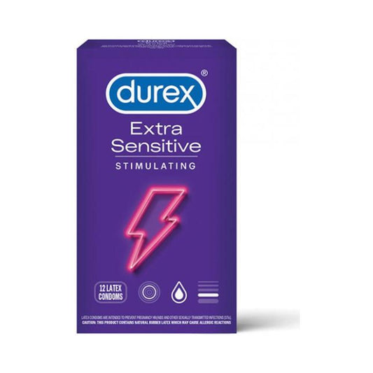 Durex Extra Sensitive Lubricated Condom Stimulating 12-pack