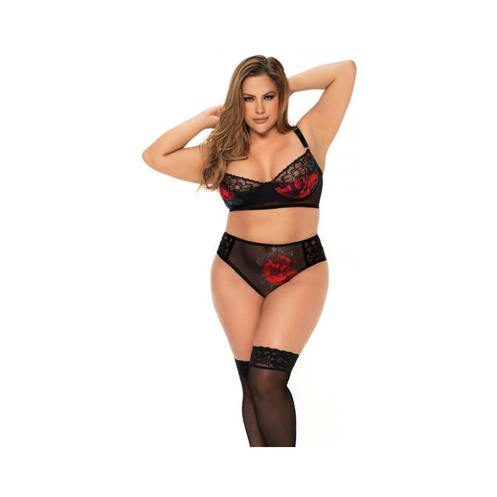 Underwire Bra Top & High Waisted Bottom Black 1x/2x
