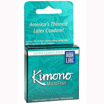 Kimono Micro Thin Aqua Lube Condom - Box of 3