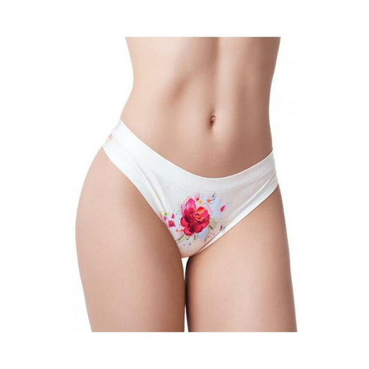 mememe Flower Power Rose Printed Thong Xl