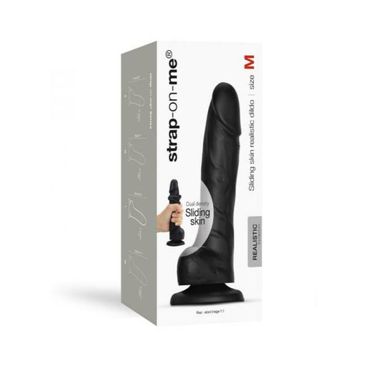 Strap-on-me Sliding Skin Realistic Dual-density Dildo Black M