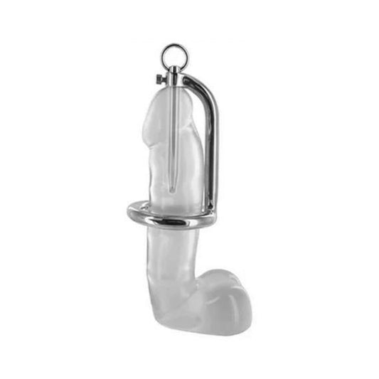 Rouge Stainless Steel Chastity Cock Ring (45mm) & Urethral Probe