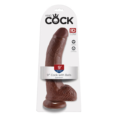 King Cock 9 Cock w/Balls - Brown