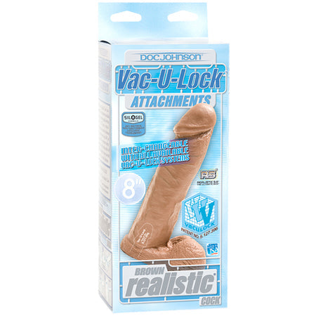 Vac-U-Lock 8-Inch Realistic Cock - Brown