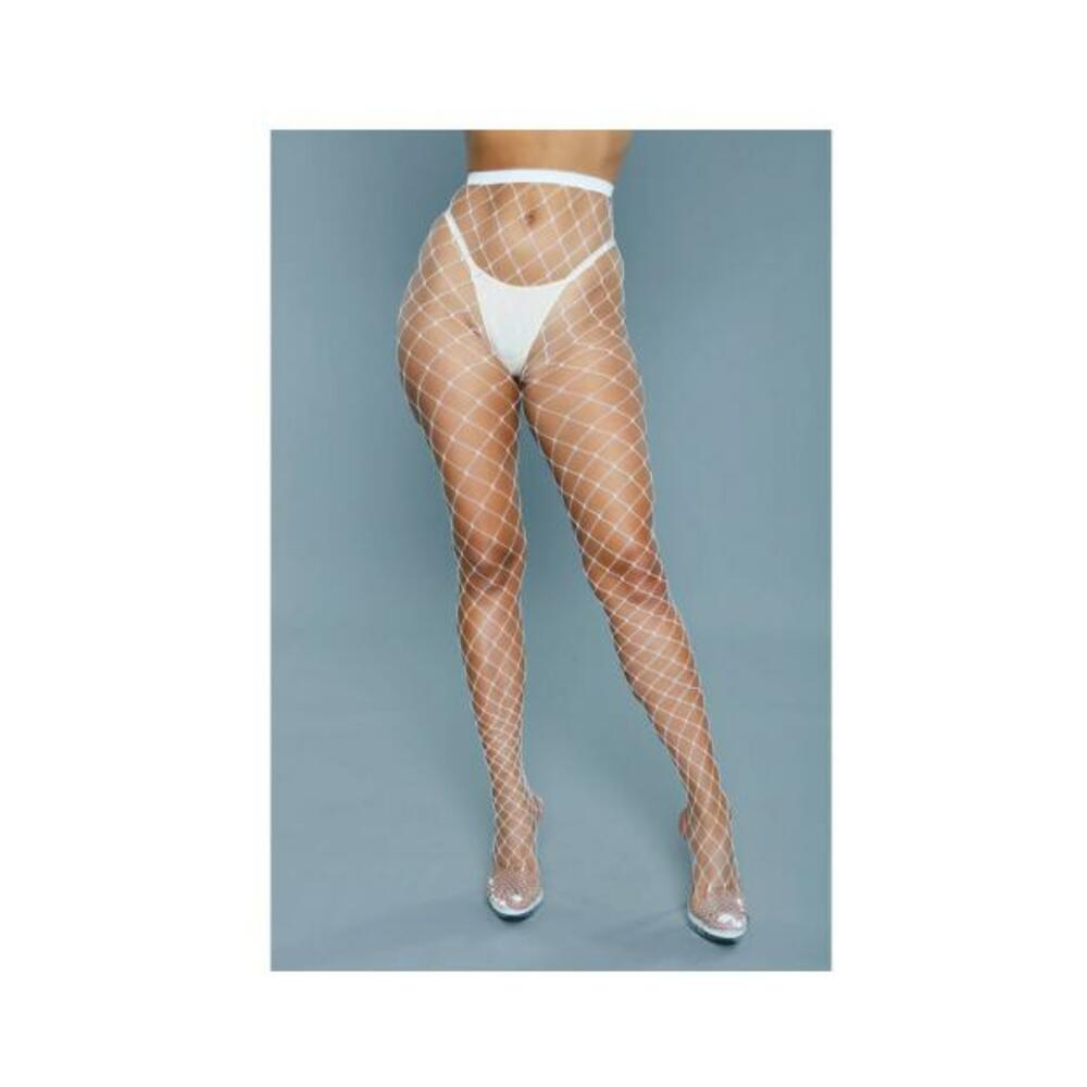 Bewicked Oversized Fishnet Pantyhose White O/s