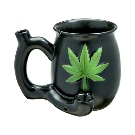 Fashioncraft Matte Black With Embossed Green Leaf Roast & Toast Mug