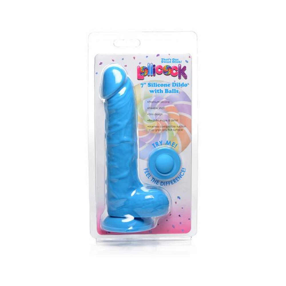 Lollicock Silicone Dildo With Balls 7 In. Berry