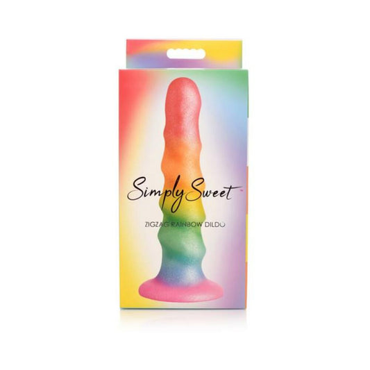Simply Sweet Zigzag 6.5 In. Silicone Dildo Rainbow