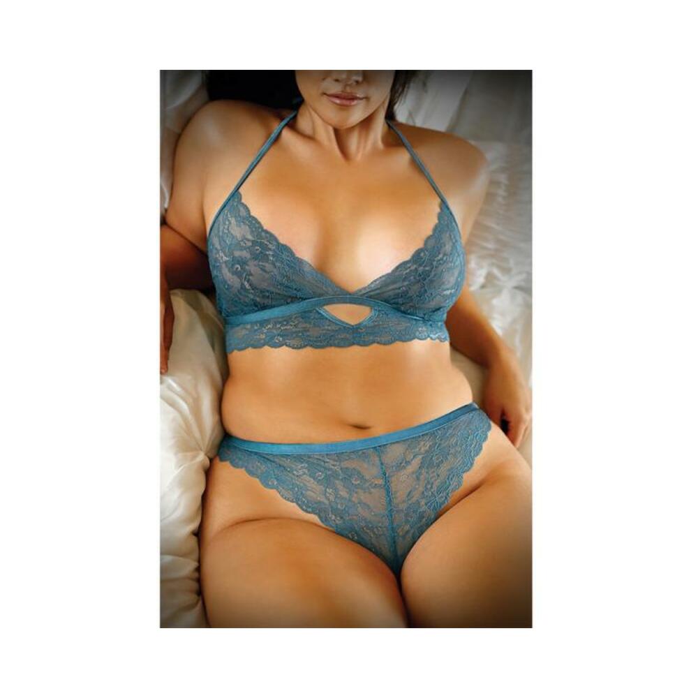 Vixen Teal Me About It Scalloped Lace Bralette With Matching Panty Qs Teal