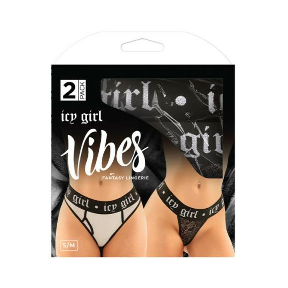 Vibes Icy Girl Buddy Pack 2 Pc. Metallic Boyfriend Brief & Lace Thong S/m Black/silver