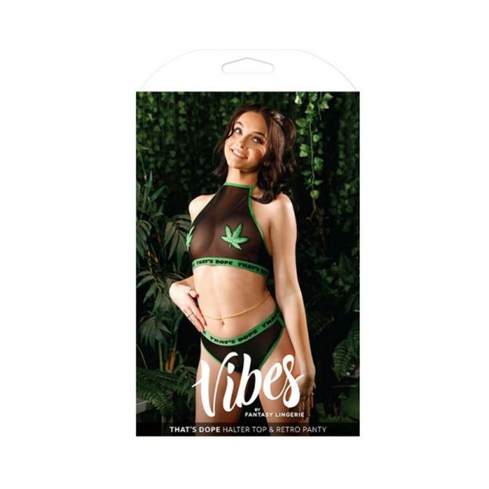 Vibes That's Dope Halter Top & Retro Panty L/xl Black