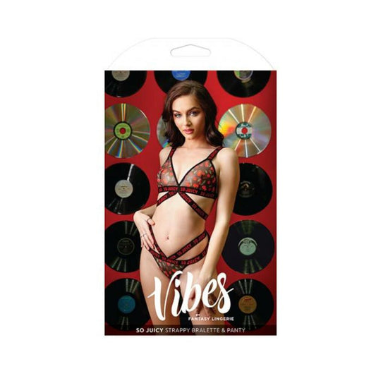 Vibes So Juicy Strappy Bralette & Panty L/xl Black