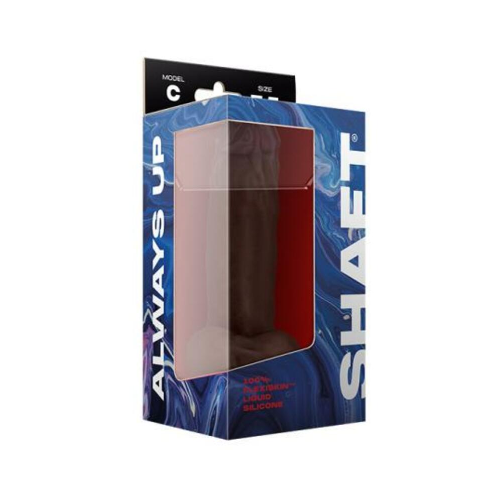 Shaft Model C Liquid Silicone Dong With Balls 7.5 In. Mahogany
