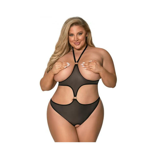 Magic Silk Sassy Cupless & Crotchless Teddy Black Queen