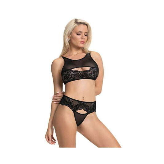 Magic Silk Sugar & Spice Peek-a-boo Bra & Panty Set Black S/m