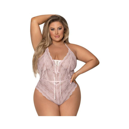 Magic Silk Seabreeze Teddy W Snap Crotch Blush Queen  Size