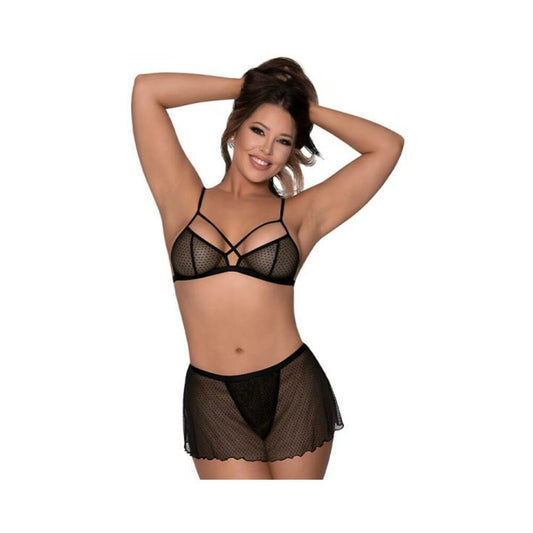 Magic Silk Girl Next Door Bralette W Skirt Black S/m