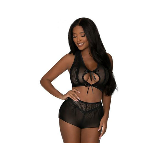 Magic Silk Modern Romance Haltr & Tap Panty Black S/m