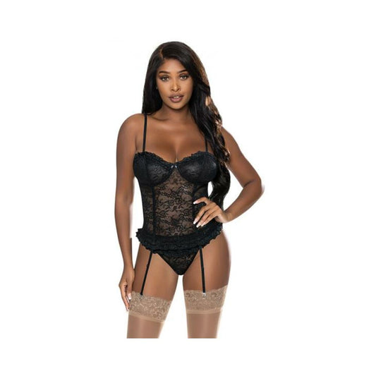 Magic Silk Ooh La Lace Bustier & Panty Set Black L/xl