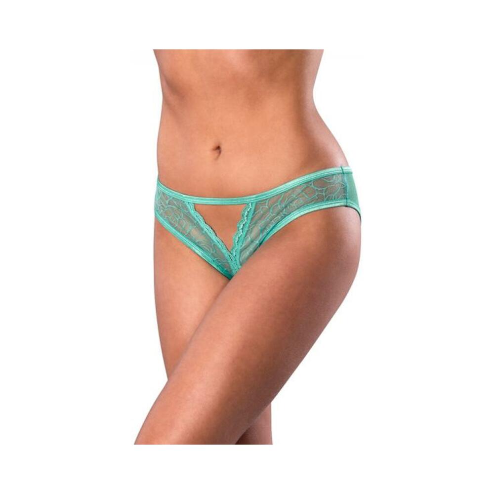 Magic Silk Soft Petals Crotchless Panty Aqua L/xl