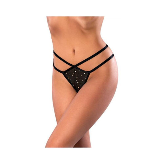Magic Silk Glitz & Glam Split Crotch Thong Black L/xl