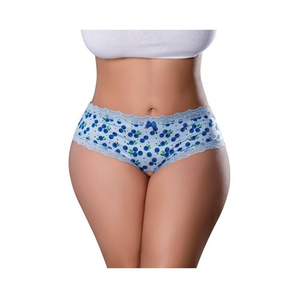 Sweet Treats Crotchless Boy Short W/wicked Sensual Care Blueberry Lube - Blue Qn